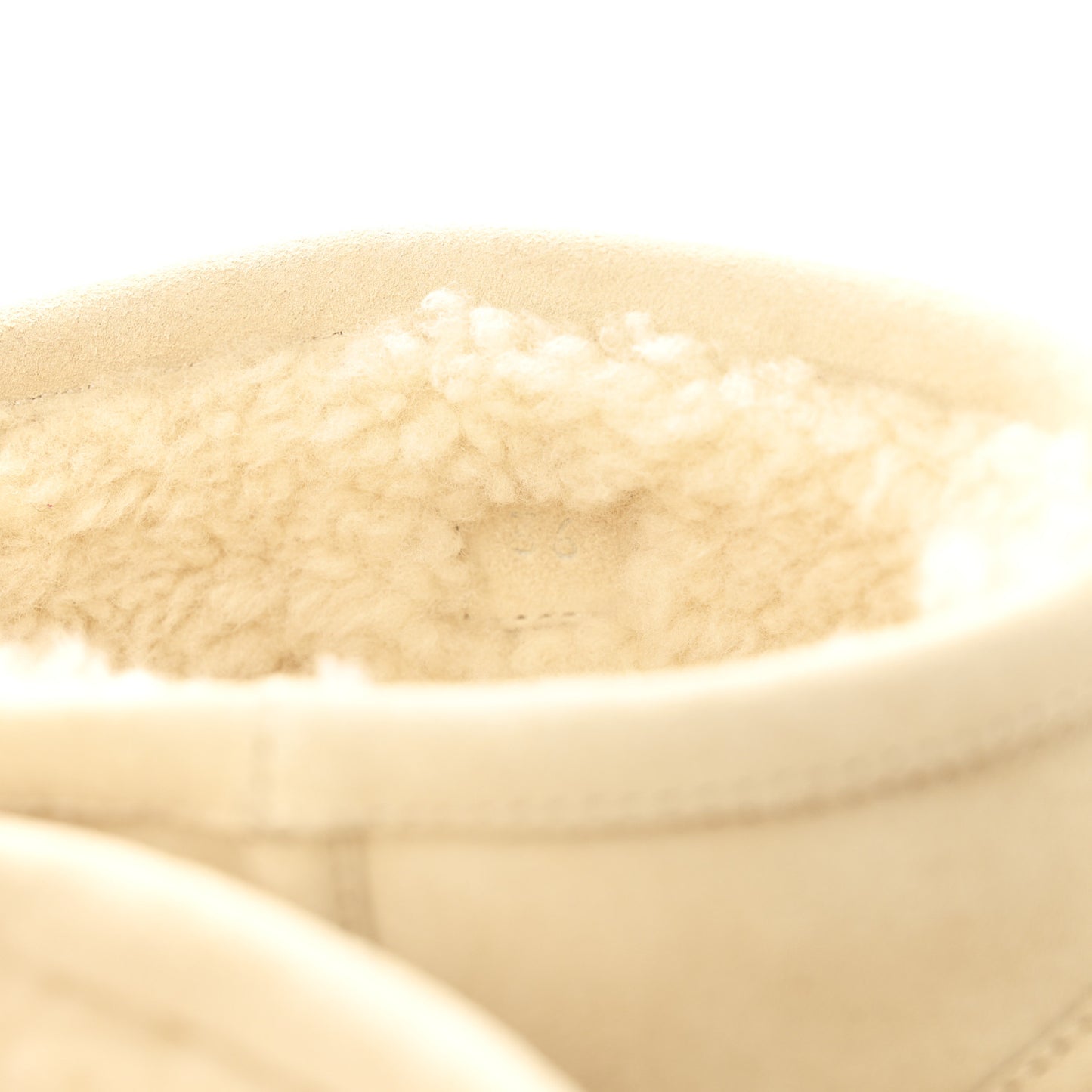 Suede Shearling Snap Ankle Boots 36 Porridge