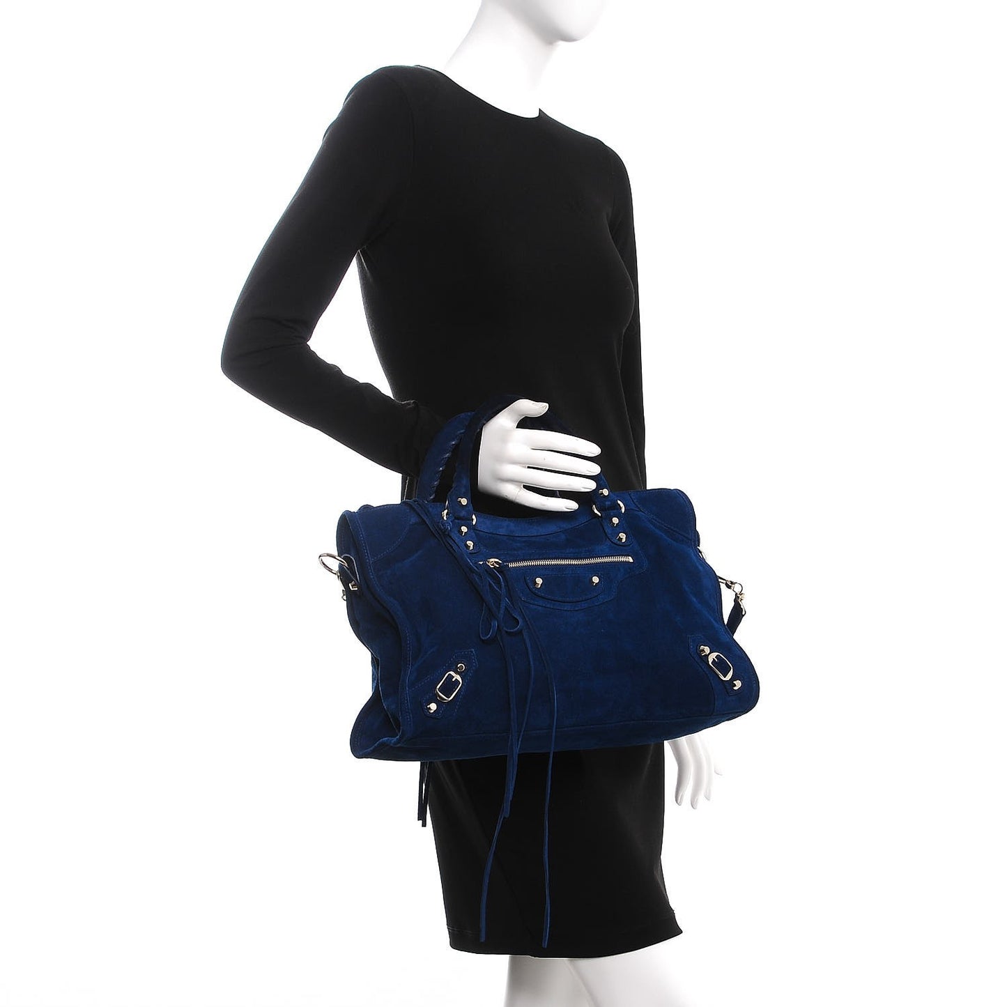 Baby Daim Suede Classic Gold Hardware City Bleu Pacifique