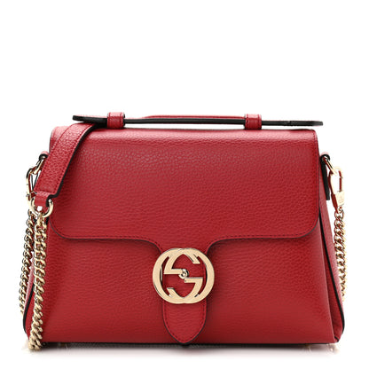 Gucci Dollar Calfskin Interlocking G Top Handle Shoulder Bag Red 2 of 21