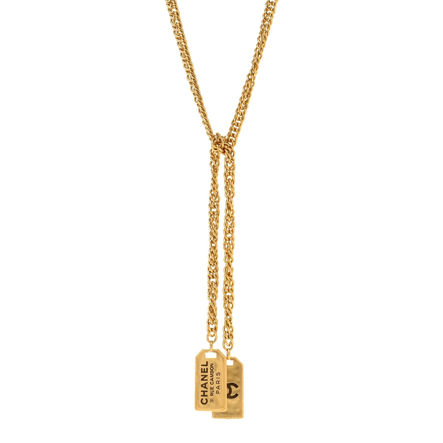 Metal ID Dog Tag Charm Necklace Gold
