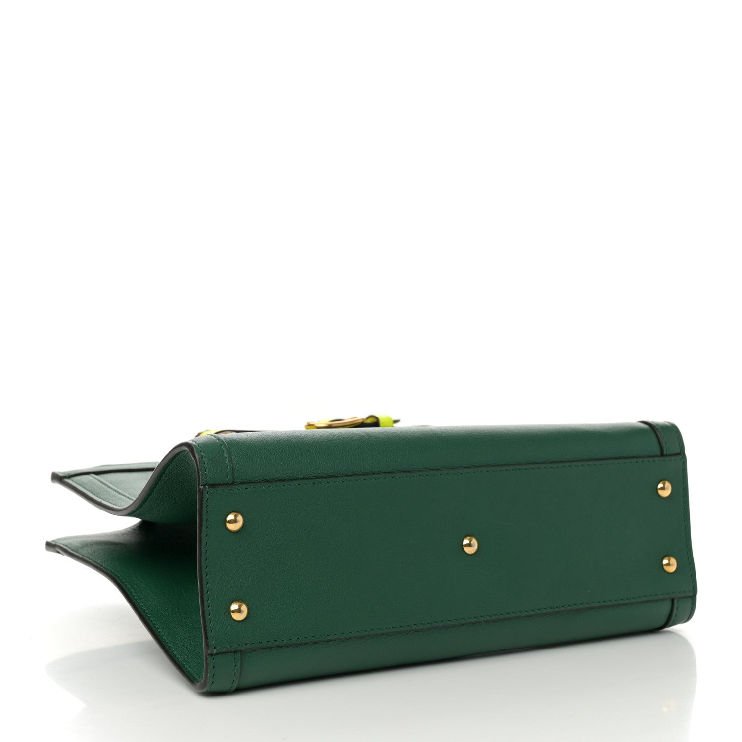 Gucci Wonka Grain Calfskin Small Diana Tote Bag Green Yellow Fluo 4 of 16