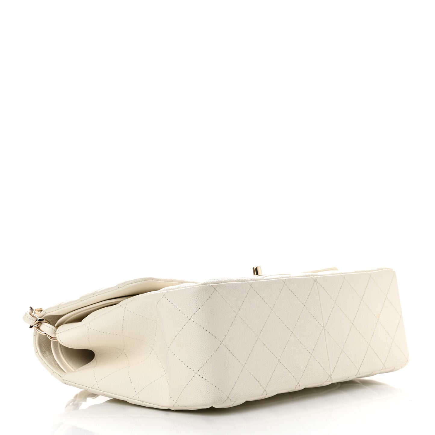 Caviar Quilted Jumbo Double Flap White