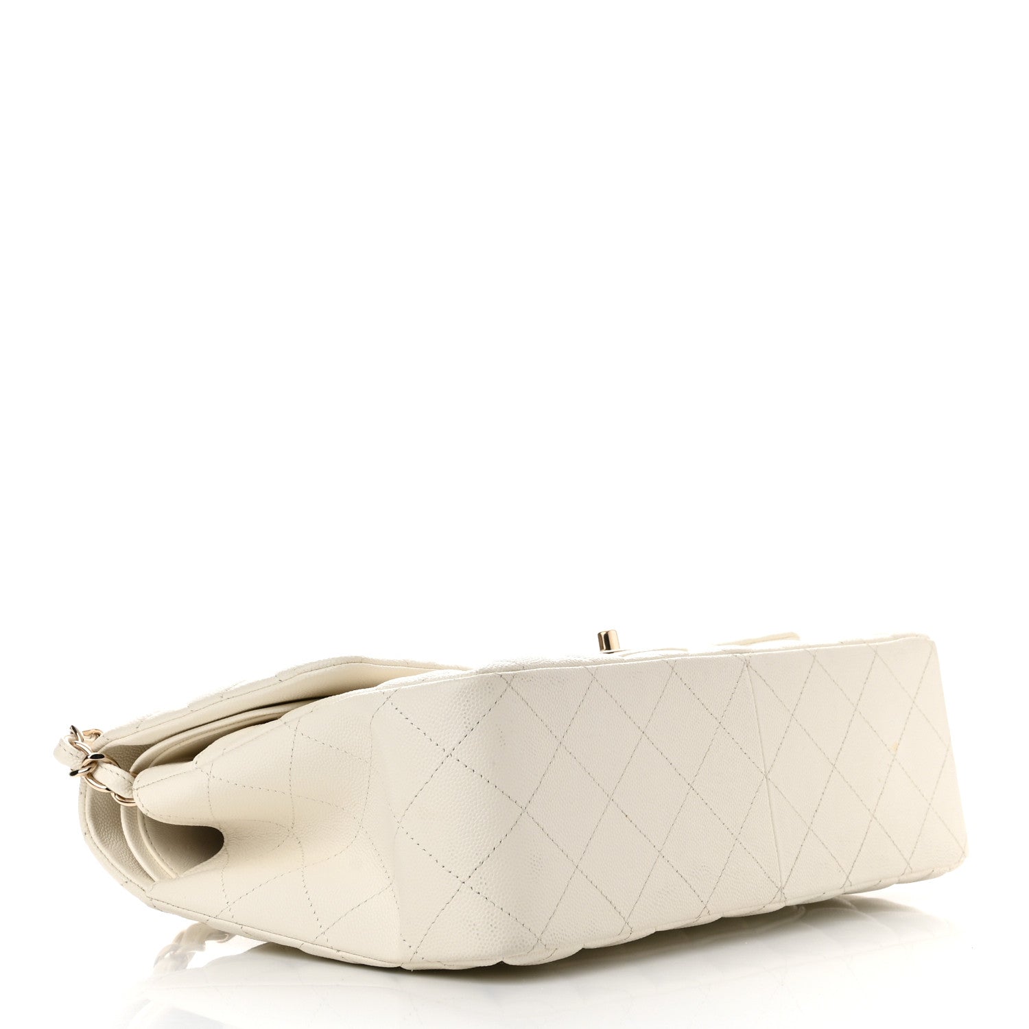 Chanel Caviar Quilted Jumbo Double Flap White 3 of 9