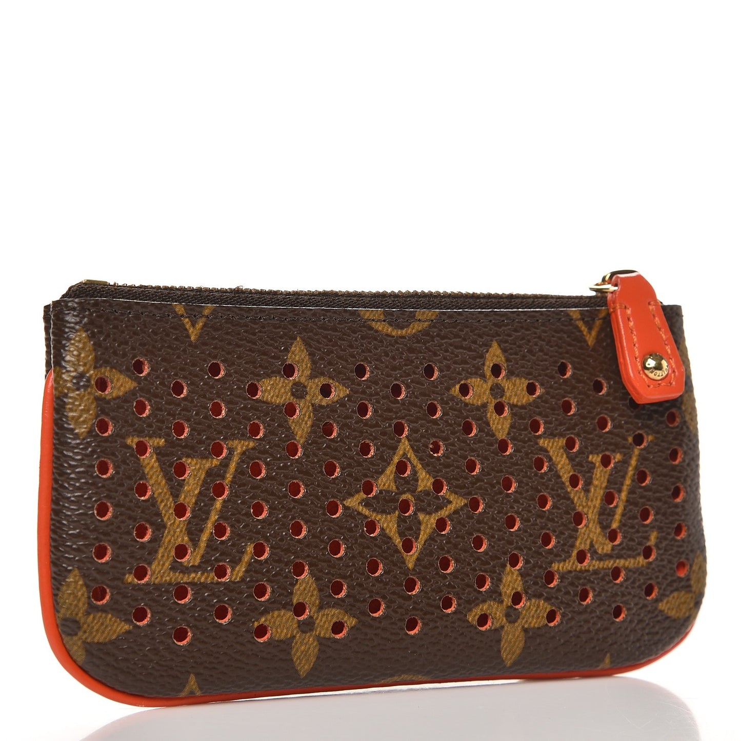 Monogram Perforated Key Pouch Orange