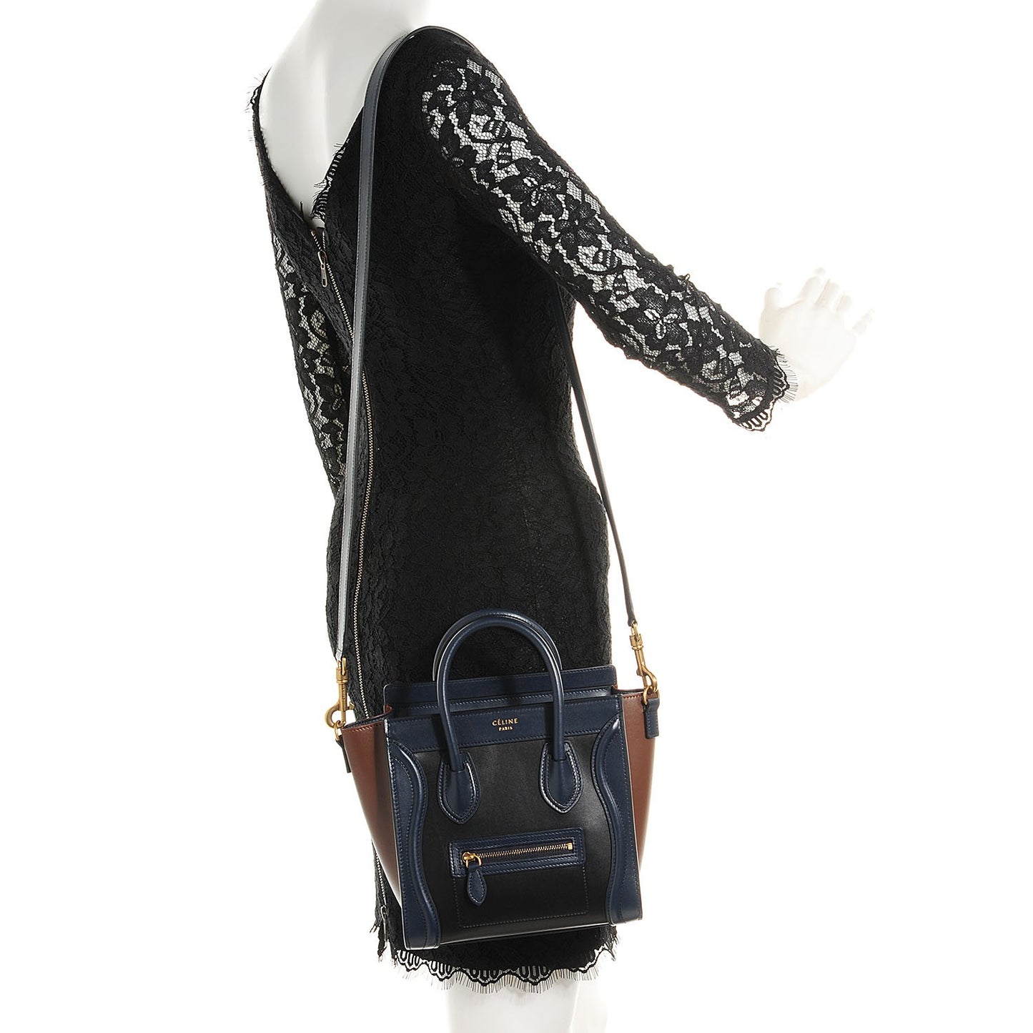 Smooth Calfskin Nano Tri-Color Luggage Black
