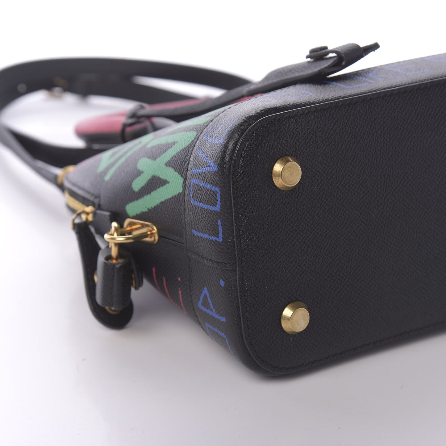 Signature Grained Calfskin Graffiti S Ville Top Handle Bag Black Multicolor