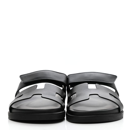 Hermes Calfskin Womens Chypre Sandals 38 Black 2 of 9