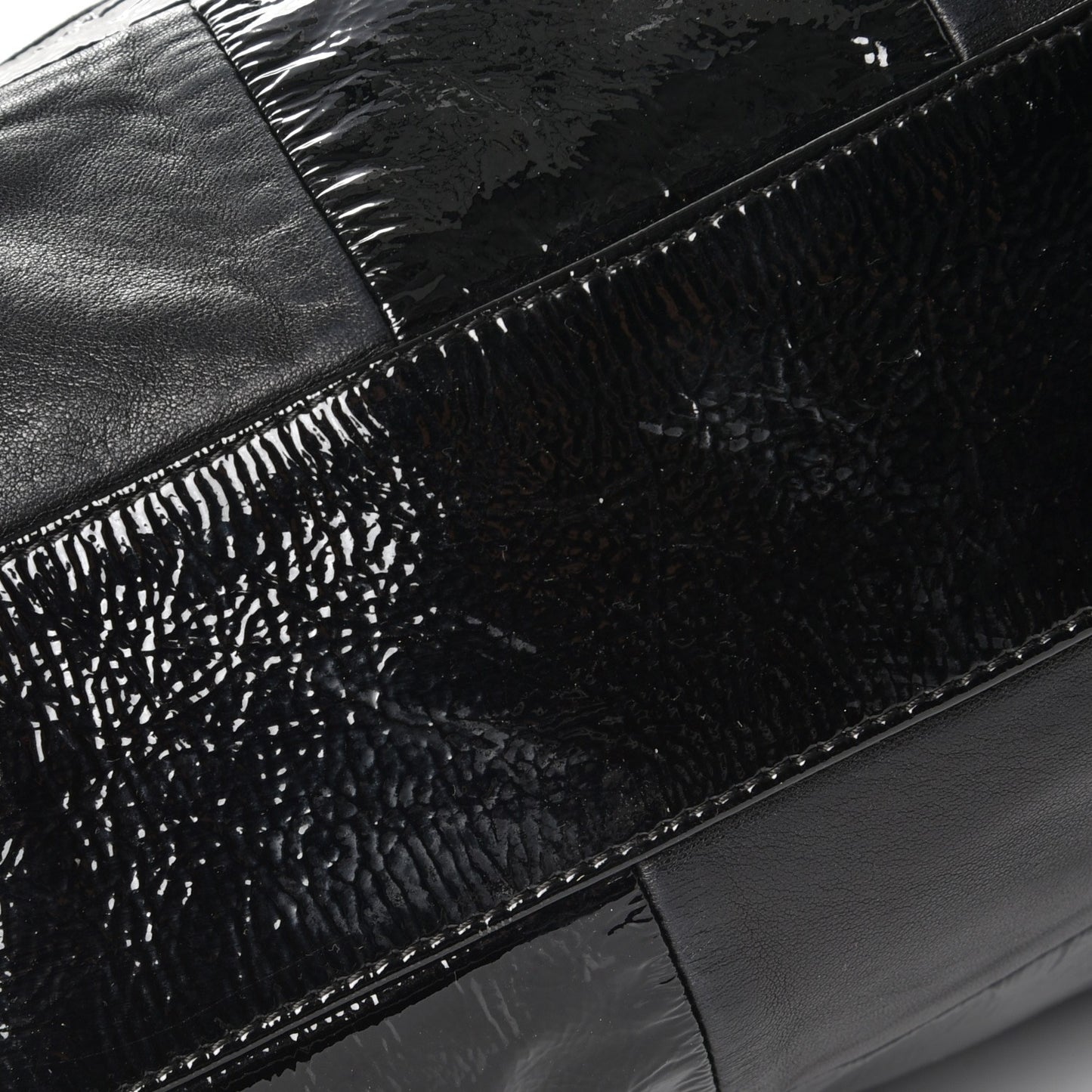 Patent Calfskin Patchwork Brooklyn Tote Black