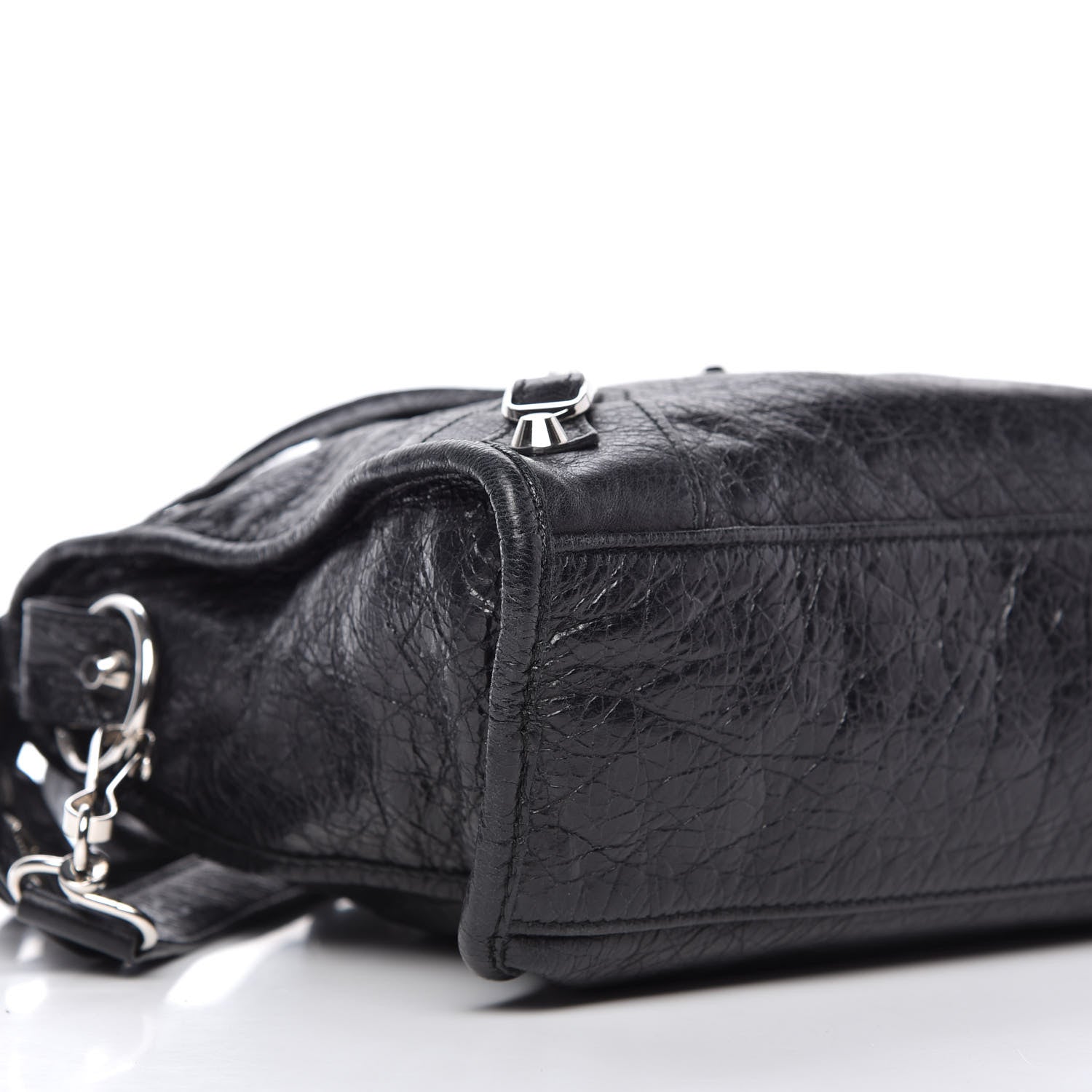 Balenciaga Agneau Classic Silver Hardware S City Logo Strap Black White 6 of 9
