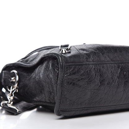 Balenciaga Agneau Classic Silver Hardware S City Logo Strap Black White 6 of 9