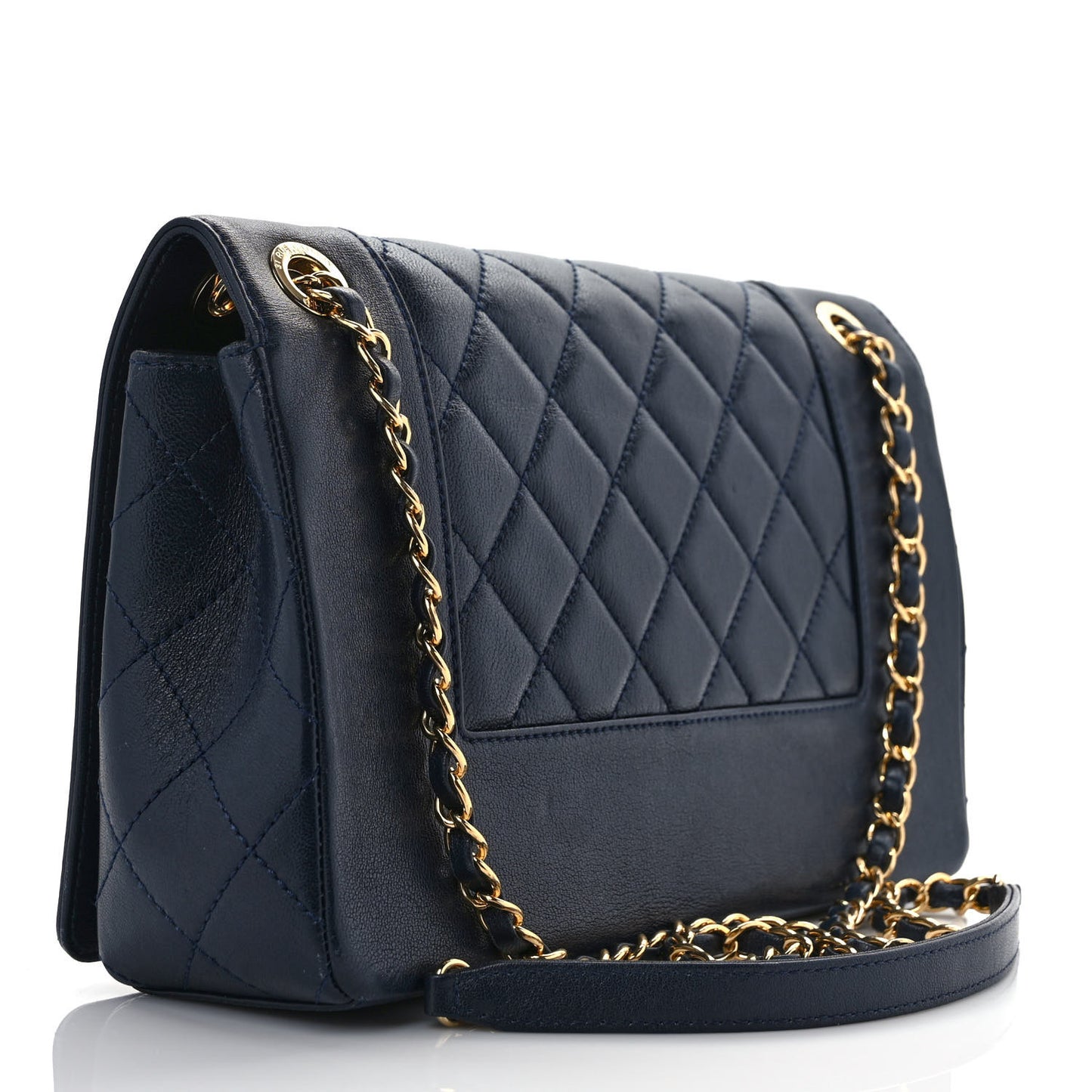 Sheepskin Quilted Vintage Mademoiselle Flap Dark Navy