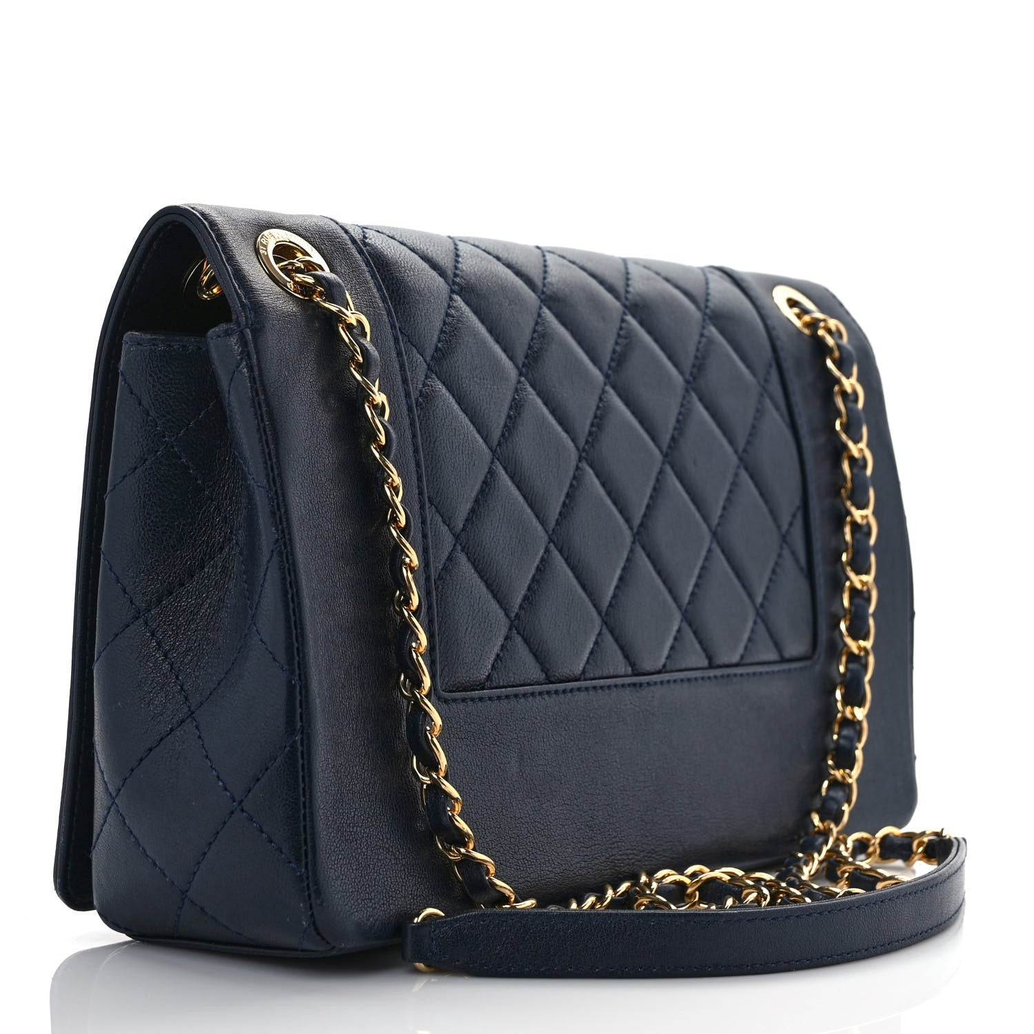 Chanel Sheepskin Quilted Vintage Mademoiselle Flap Dark Navy 3 of 9