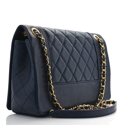 Chanel Sheepskin Quilted Vintage Mademoiselle Flap Dark Navy 3 of 9