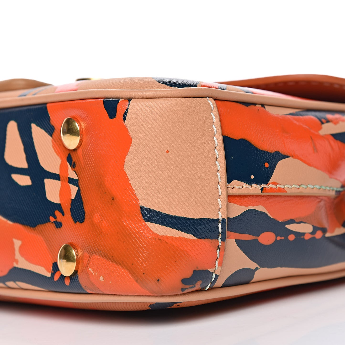 Trench Calfskin Splash Print Small DK88 Top Handle Bag Pale Clementine Burnt Sienna