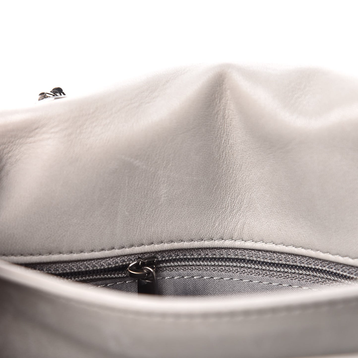 Lambskin Quilted 3 Accordion Flap Bag Grey