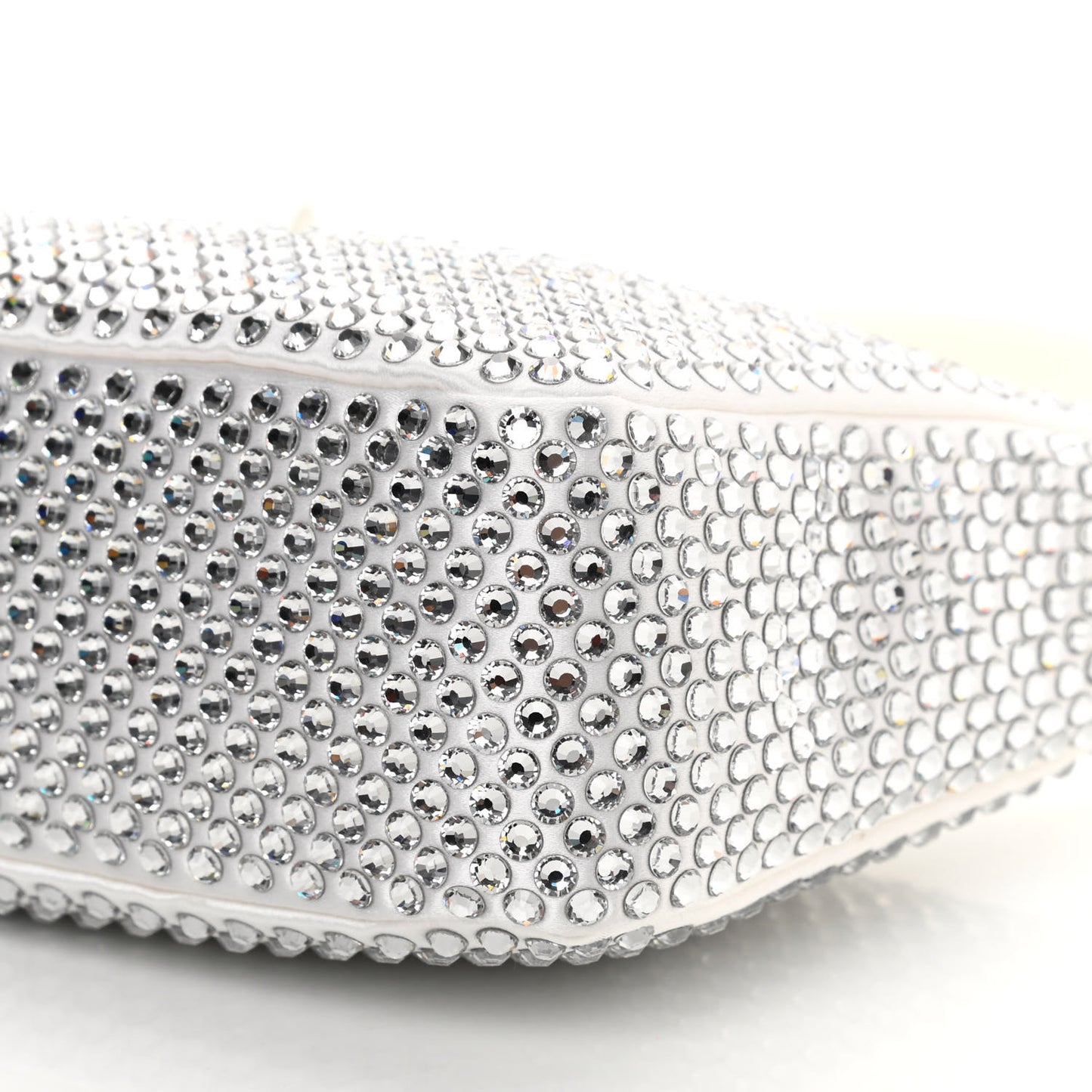 Satin Crystal Mini Re-Edition 2000 Bag White