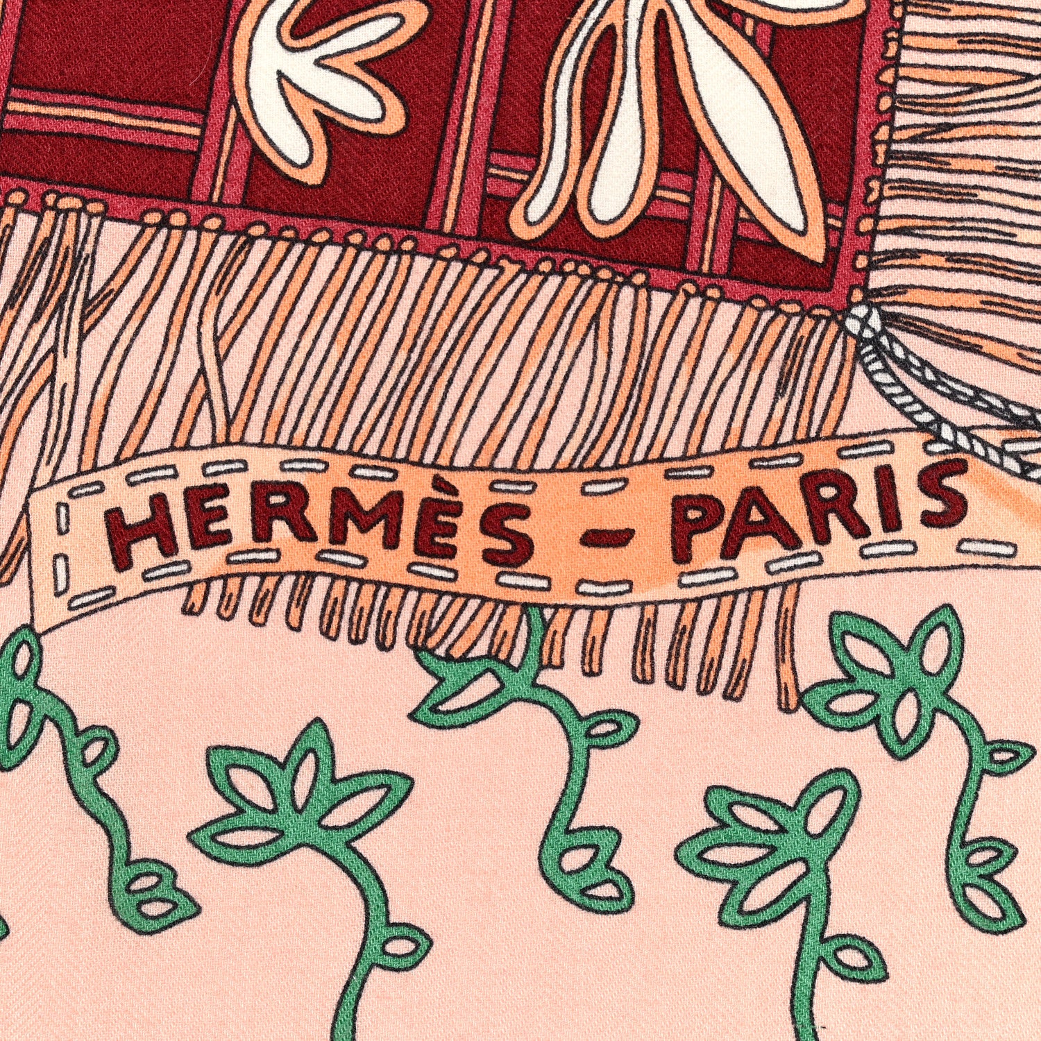 Hermes Cashmere Silk Cavaliers du Caucase Shawl 140 Rose Pale Bleu Framboise 2 of 4