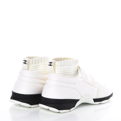 Chanel Stretch Fabric CC Sneakers 38 White 4 of 7