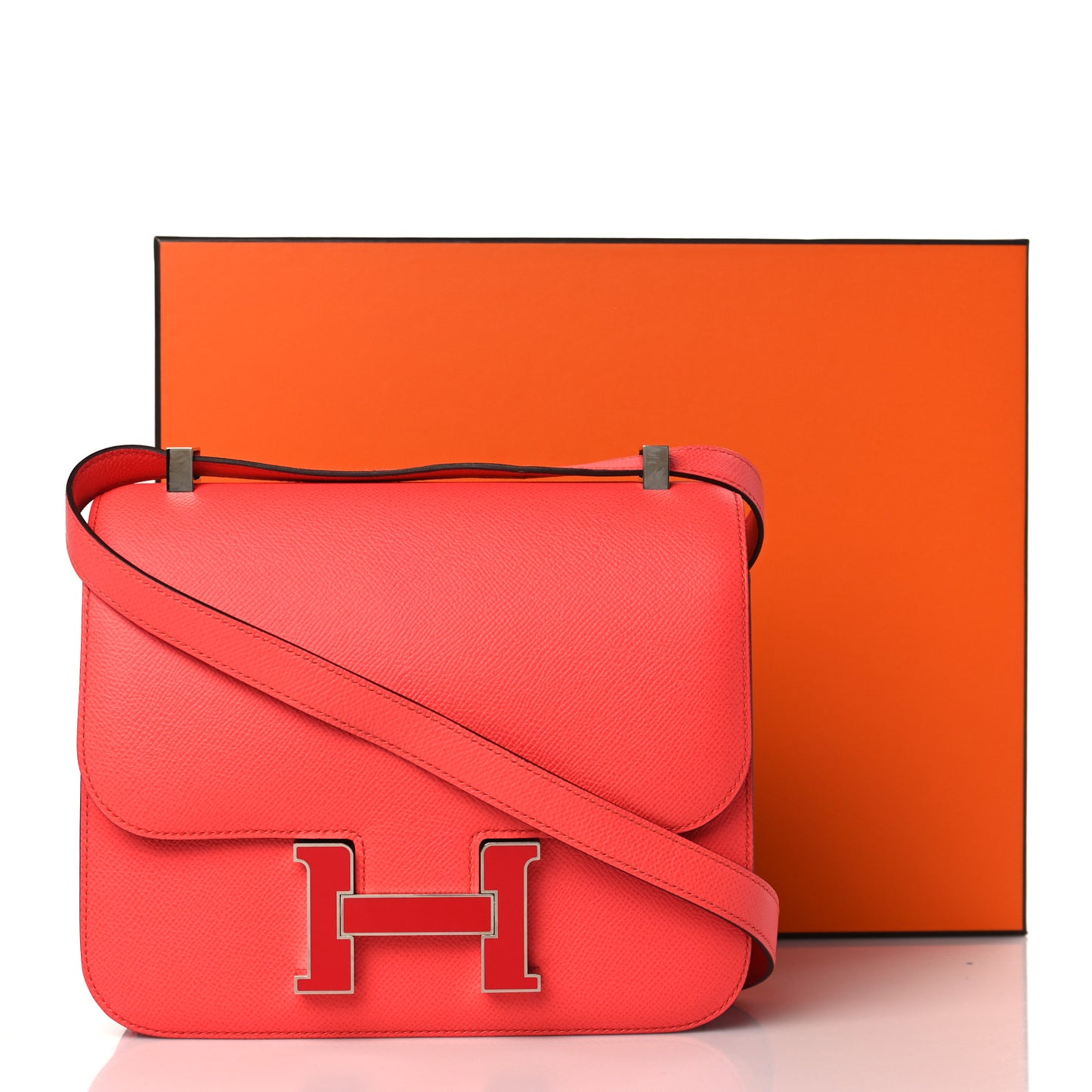 Epsom Enamel Constance 24 Rose Texas Rouge De Coeur