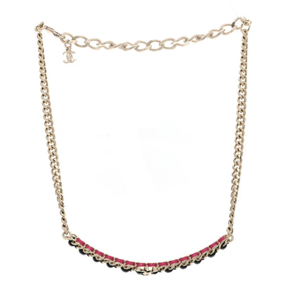 Chanel Metal Lambskin CC Choker Necklace Black Pink Gold 3 of 6