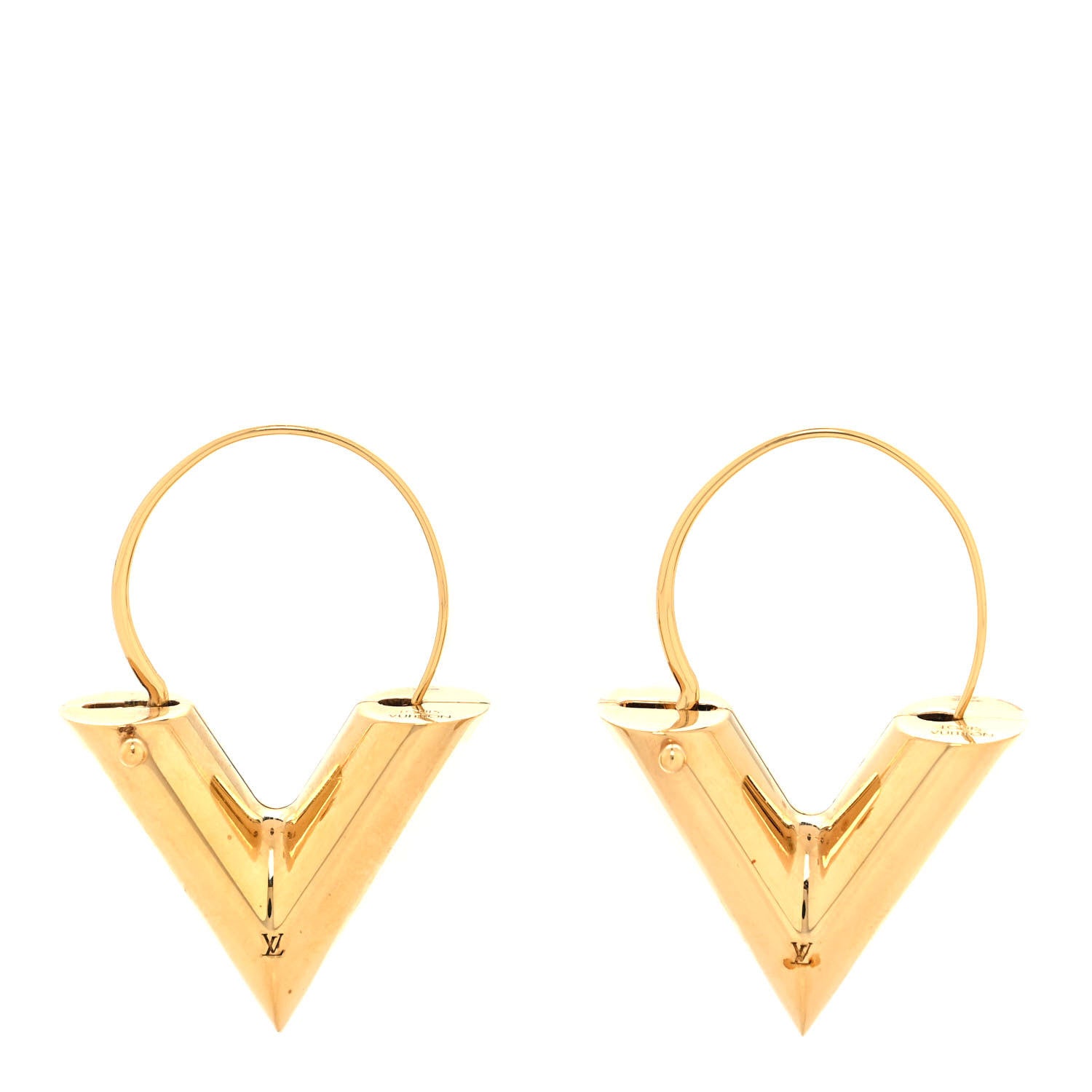 Louis Vuitton Brass Essential V Hoop Earrings Gold 1 of 4