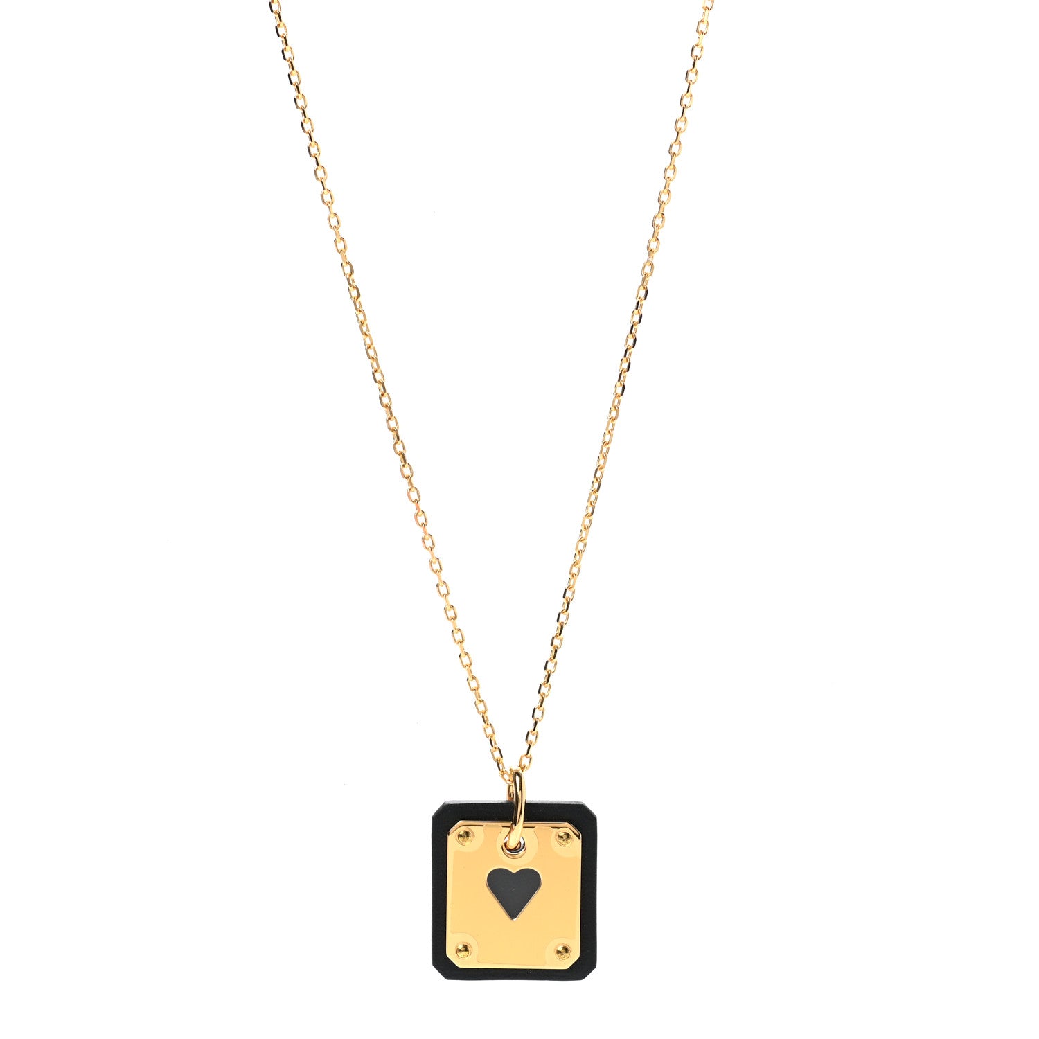 Hermes Gold Plated Swift As De Coeur Necklace Black 1 of 6
