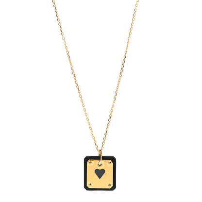 Hermes Gold Plated Swift As De Coeur Necklace Black 1 of 6