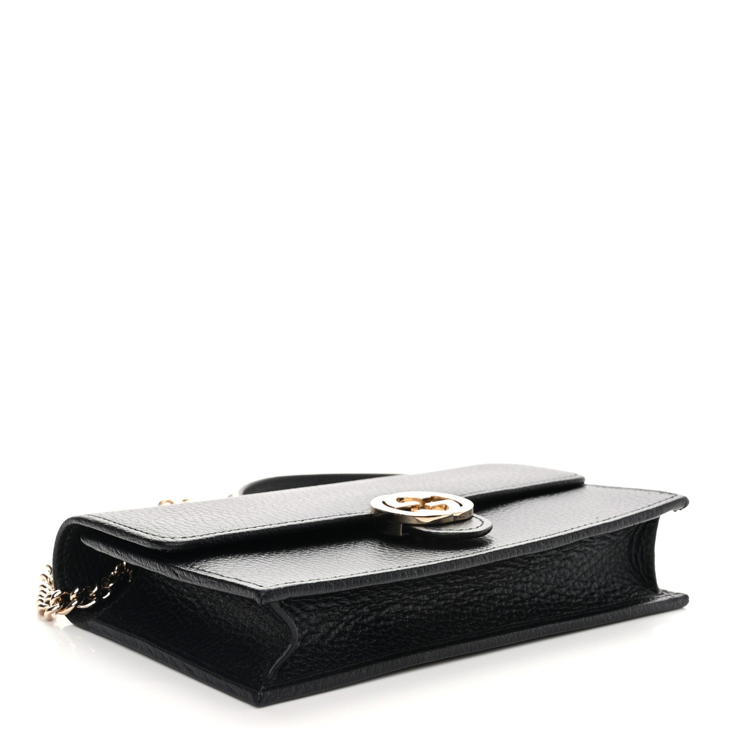 Gucci Dollar Calfskin Interlocking G Chain Wallet Black 4 of 11