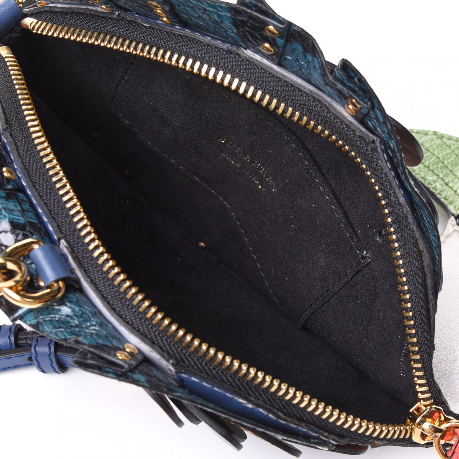 Burberry Calfskin Embossed Snakeskin Fish Shoulder Bag Dark Cobalt 4 of 4