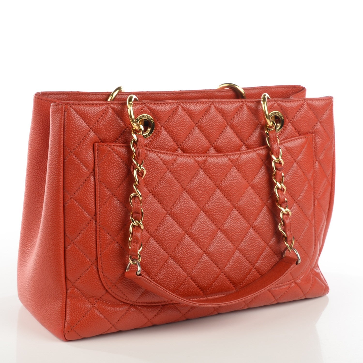 Chanel Caviar Quilted Grand Shopping Tote GST Red 3 of 7