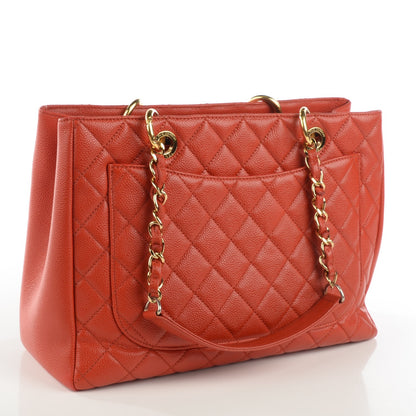 Chanel Caviar Quilted Grand Shopping Tote GST Red 3 of 7