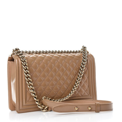 Chanel Iridescent Glazed Calfskin Quilted New Medium Boy Flap Dark Beige 3 of 15
