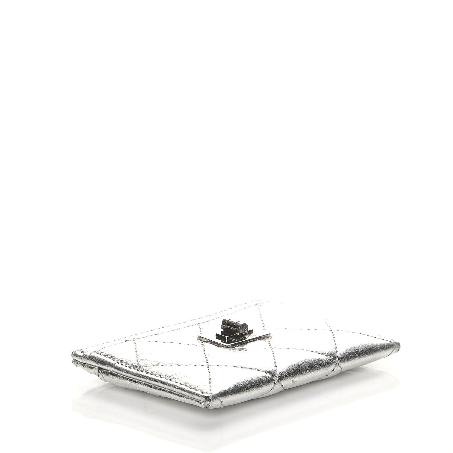 Chanel Metallic Aged Calfskin Quilted Reissue Card Holder Silver 4 of 10