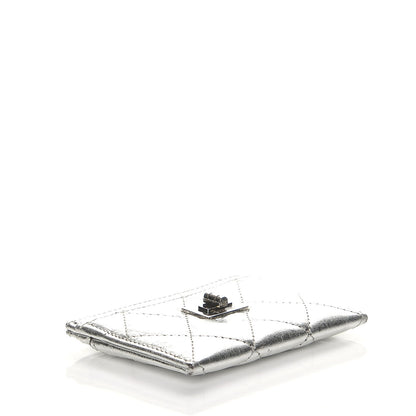 Chanel Metallic Aged Calfskin Quilted Reissue Card Holder Silver 4 of 10