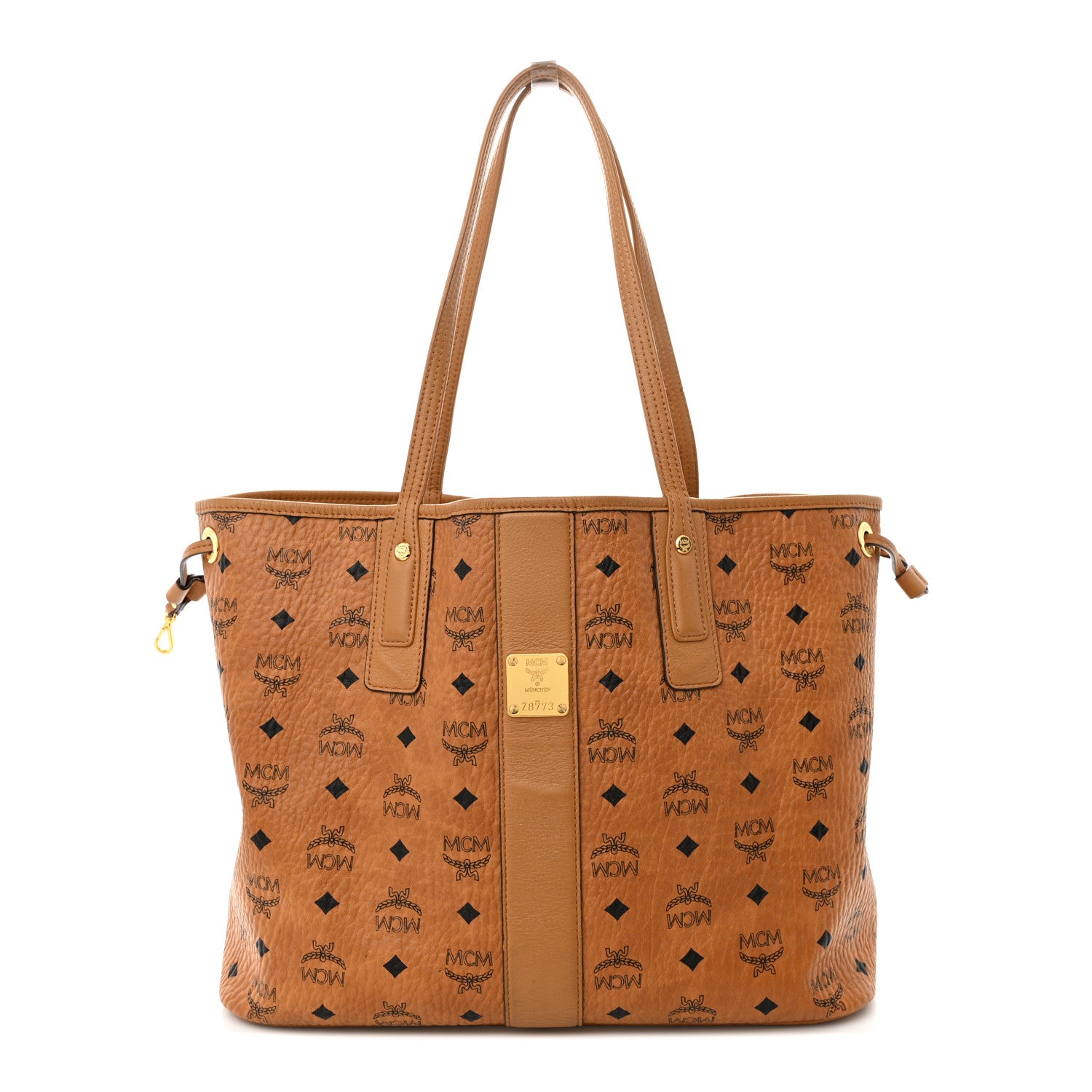 MCM Visetos Medium Liz Reversible Shopper Tote Cognac 1 of 14