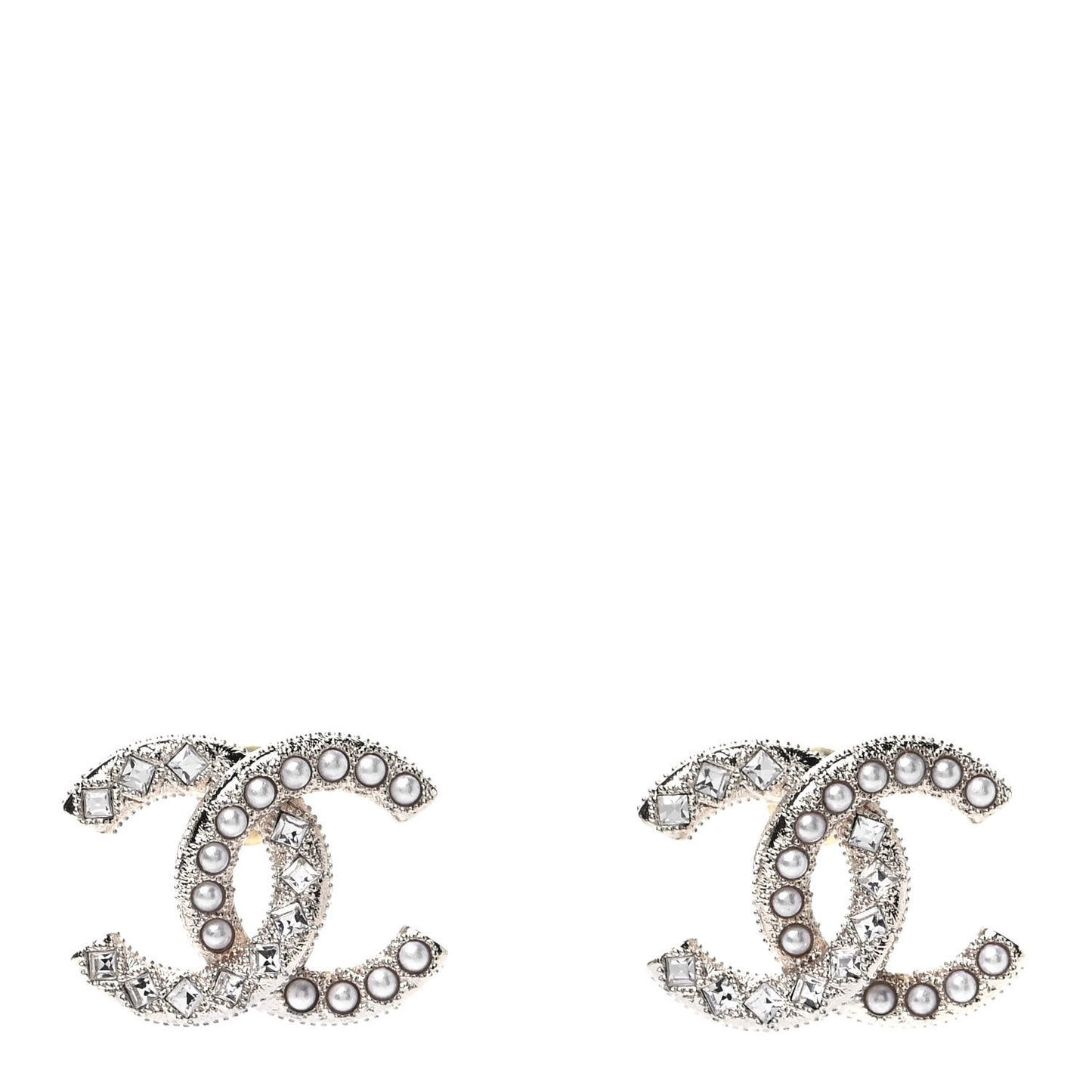 Crystal Pearl CC Earrings Gold
