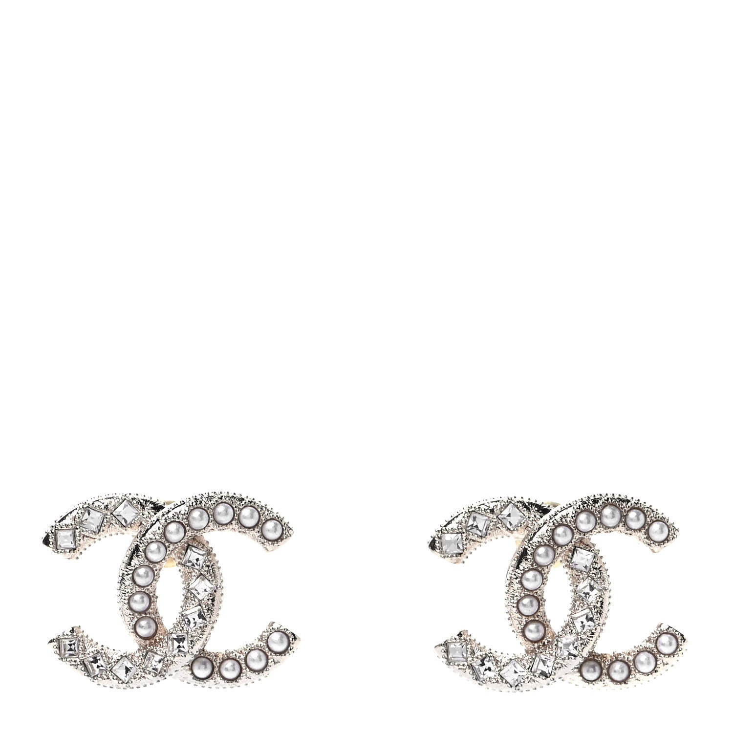 Chanel Crystal Pearl CC Earrings Gold 1 of 4