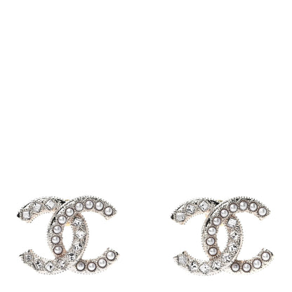 Chanel Crystal Pearl CC Earrings Gold 1 of 4