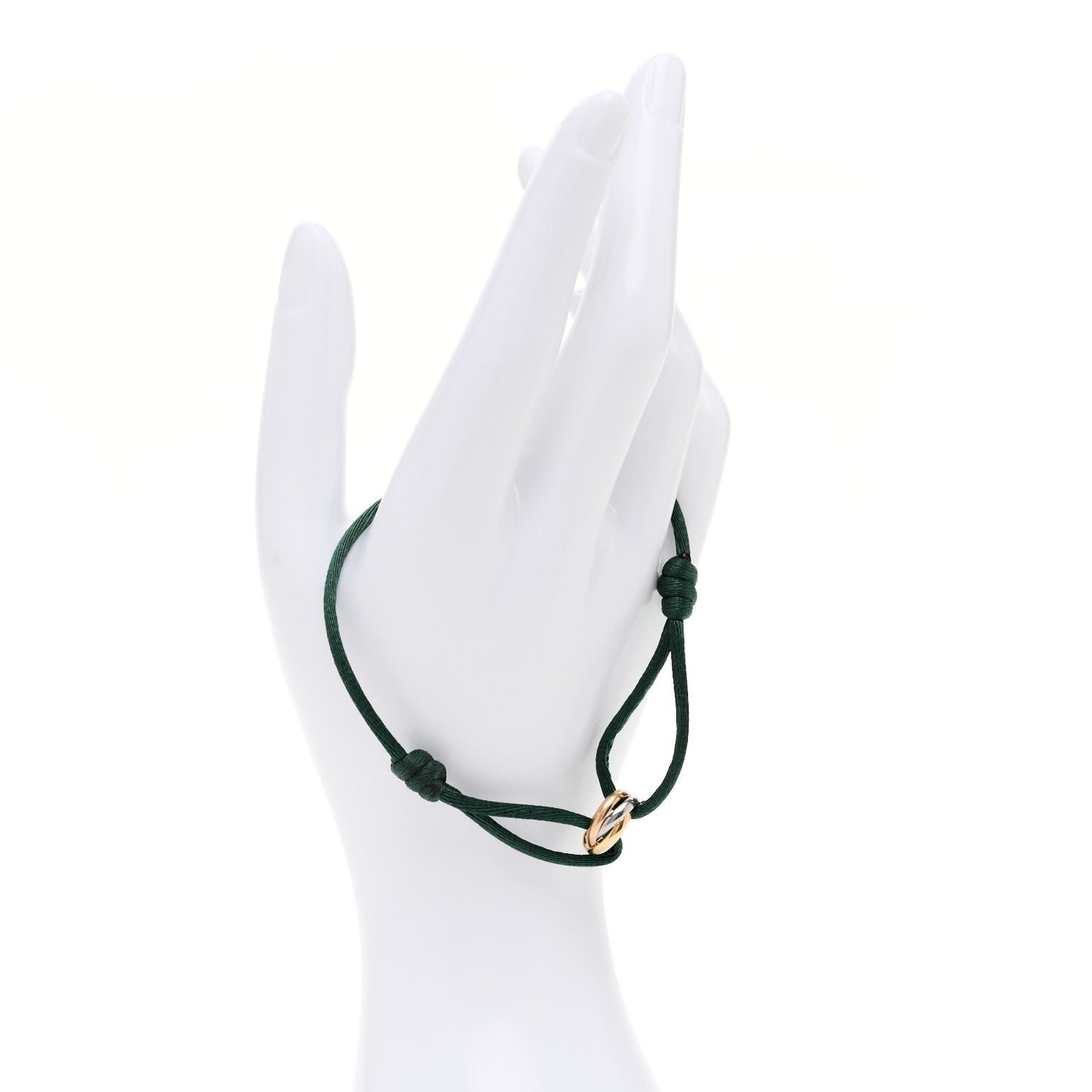18k Pink Yellow White Gold Trinity Adjustable Cord Bracelet Green