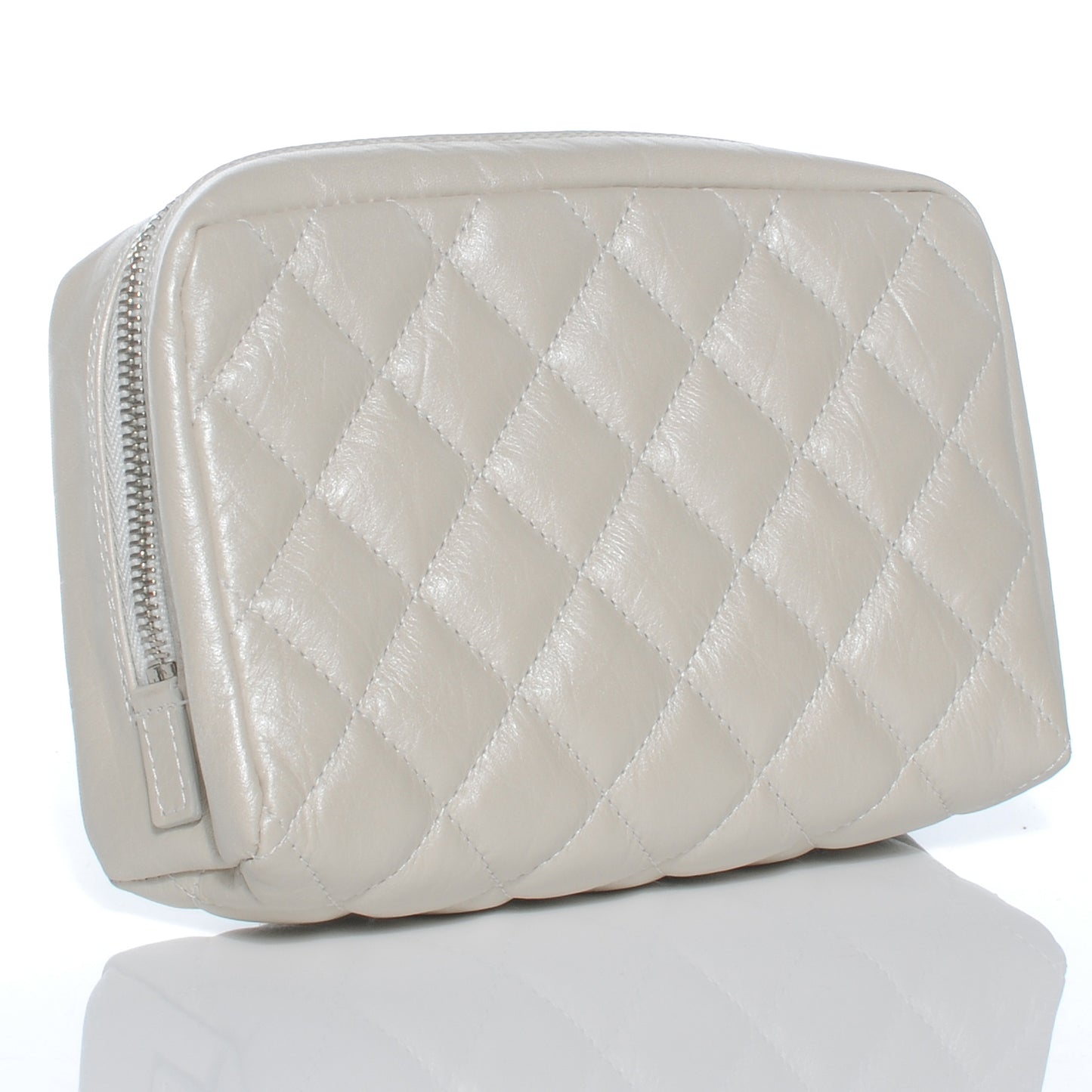 Quilted Cotton Club Cosmetic Pouch Light Silver