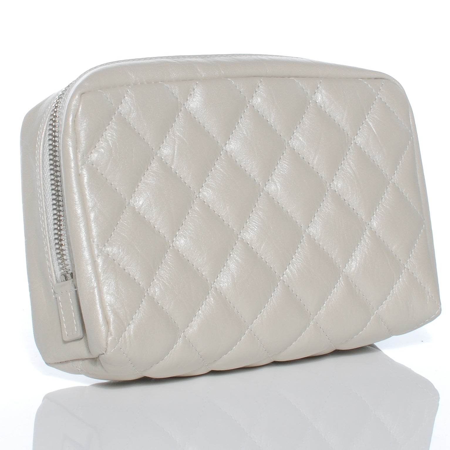 Chanel Quilted Cotton Club Cosmetic Pouch Light Silver 3 of 7