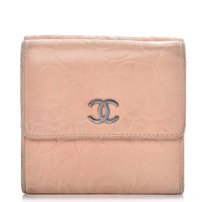 Chanel Lambskin Camellia Embossed Small Double Wallet Pink 1 of 20