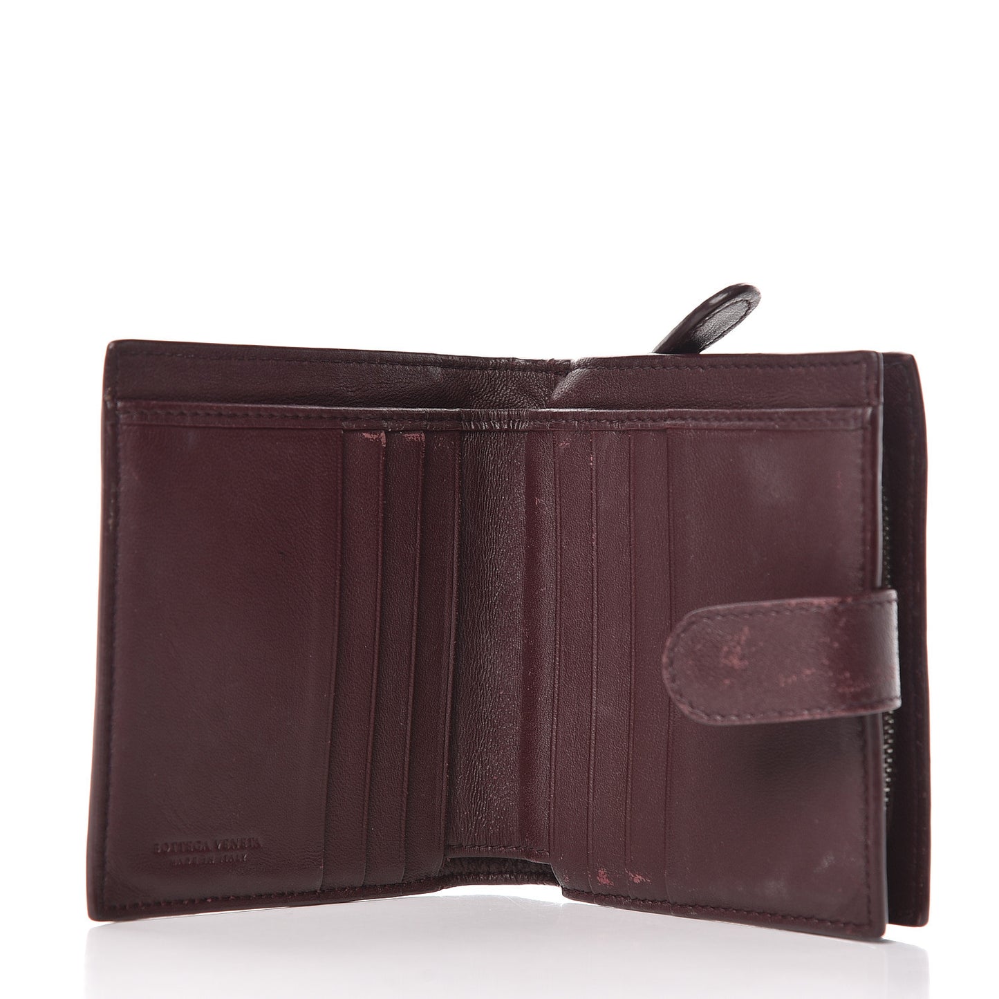 Nappa Intrecciato Mini Wallet Dark Barolo