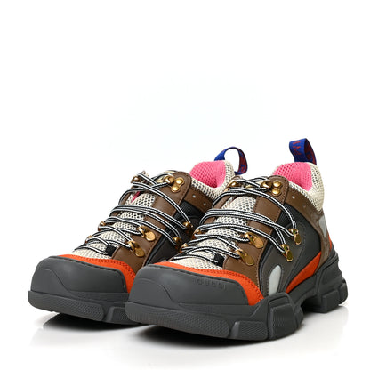 Gucci X SEGA Mesh Canvas Calfskin Womens Flashtrek Sneakers 37 White Box Pink Ardesia Loess 3 of 7