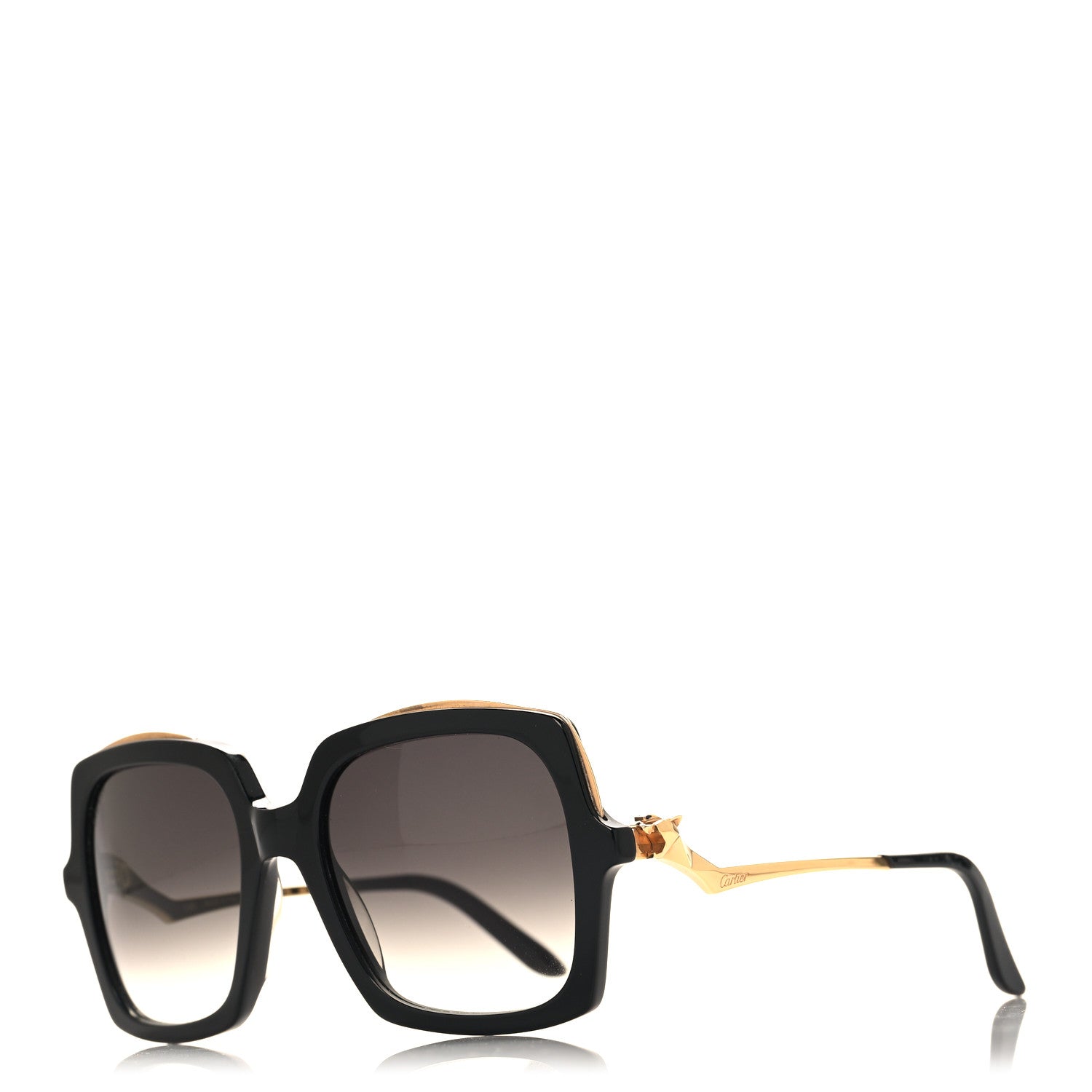 Cartier Metal Panthère de Cartier Square Sunglasses Black Black 1 of 6