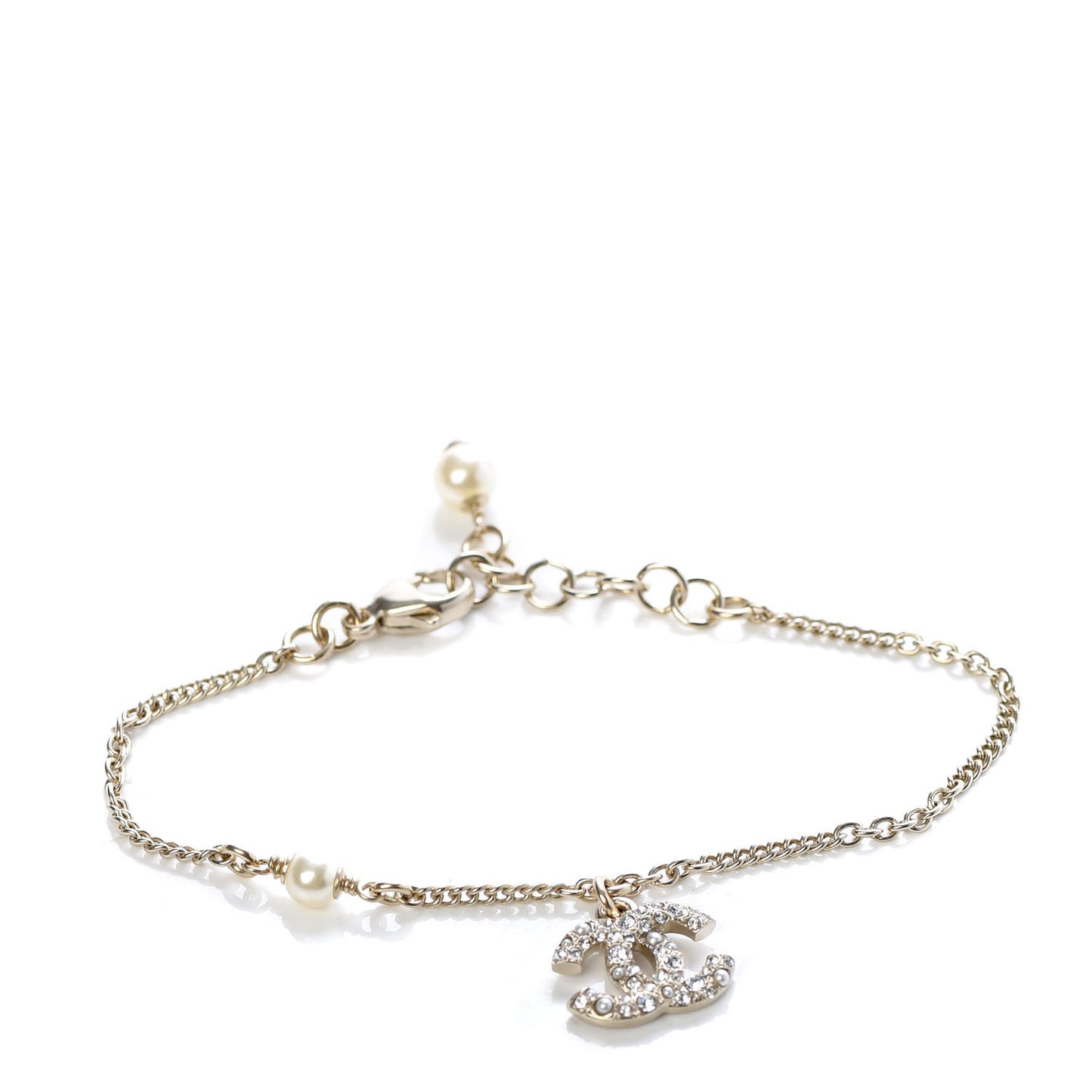 Pearl Crystal CC Bracelet Gold