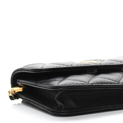 Chanel Lambskin Quilted Pearl Crush Clutch With Chain Black 10 of 13