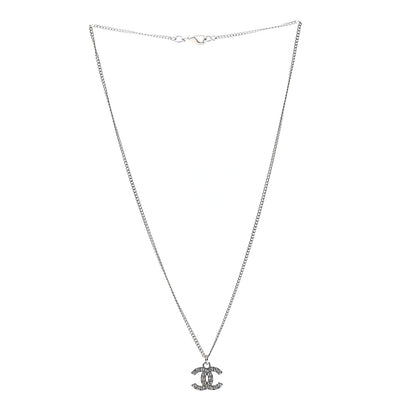 Chanel Crystal CC Necklace Silver 3 of 5