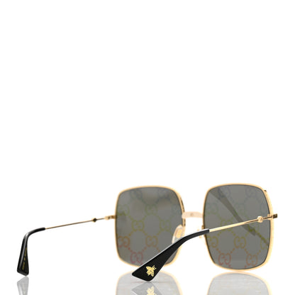 Gucci Metal Rectangular Frame Sunglasses GG0414S Gold Multicolor 4 of 8