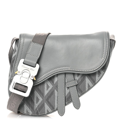 Christian Dior Coated Canvas CD Diamond Mens Mini Saddle Bag Grey 1 of 10